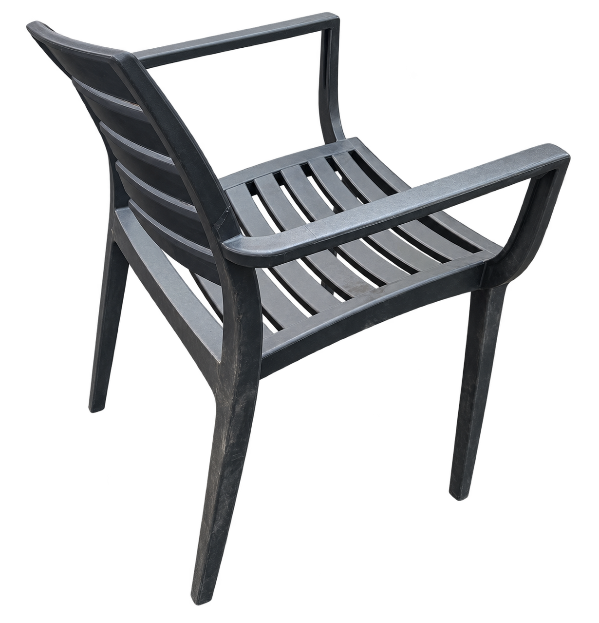 Black plastic chair shown as an SG granulator waste example.