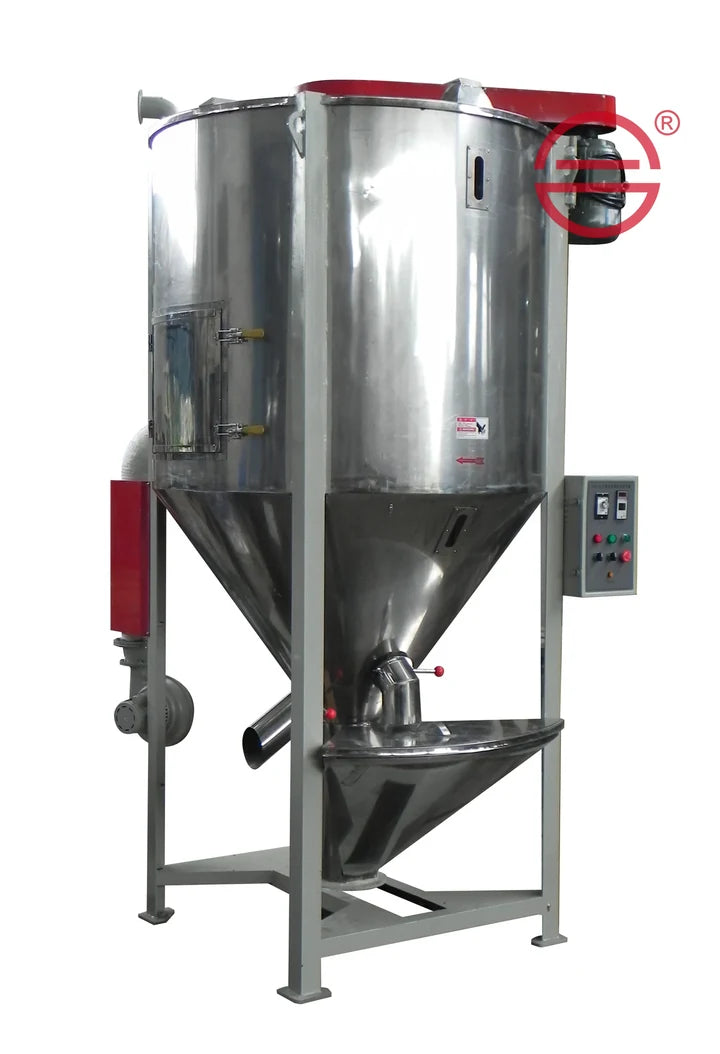 HKD vertical plastic mixer dryer for storage, mixing and batch drying.